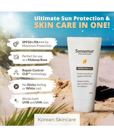  Sonnemur Silky Suncream Face protection - SPF50+/PA++++ UV protection and UV-induced damaged skin restoration - Brightening moisturizing - No white line - For all types - Buy Online on GoSupps.com