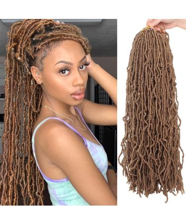 Xtrend 7 Packs 18 Inch Nu Faux Locs Crochet Hair Long Blonde Pre looped Gypsy Locs Crochet Hair Synthetic Goddess Faux Locs Braids Hair Natural Wavy Dreadlock Braids Hair Extensions 18strands/pack 27# 18 Inch (Pack of 7) 27#