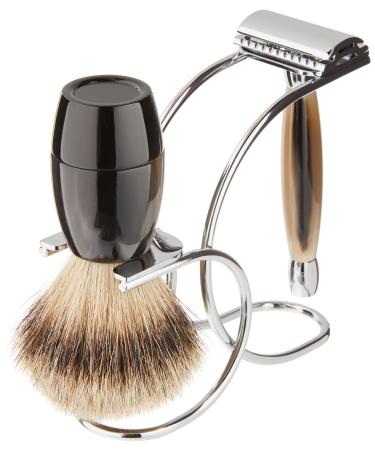 Merkur Merkur Razor Set 3-pieces (Razor 27 001 Brush Stand) Bright Chrome Cow Horn 1 ct.
