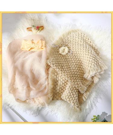 6 Pcs Newborn Photography Props Outfits - Long Ripple Wraps & Swaddle Blankets for Boys and Girls | Infant Posing Props 0-6 Months (White) - Buy Online on GoSupps.com