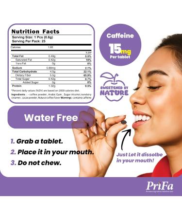 PriFa Cinnamon Coffee Tablets Sweetened with Stevia Warm Cinnamon Spice Instant Coffee On-The-Go Portable Caffeine Boost 15mg Caffeine 25 Tablets - Buy Online on GoSupps.com