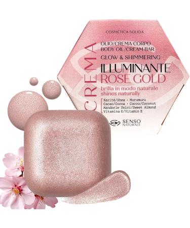 Senso Naturale Rose Gold Bronzing Oil Body Solid Illuminating Body Cream Moisturizing Glitter Nourishing and Scented for Women Neroli Tanning Cream Vitamin E Shea