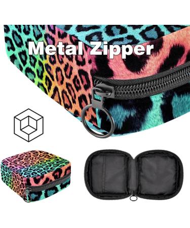 Colorful Leopard Print Menstrual Bag Zipper - Stylish Napkin & Tampon Pouch for Women & Girls | International Shipping - Buy Online on GoSupps.com