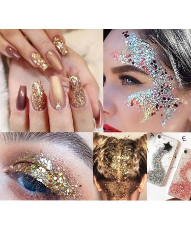 Champagne Glitter Nails Set - 10 Boxes Glitter Powder for Makeup Manicure & DIY Decoration - Buy Online on GoSupps.com