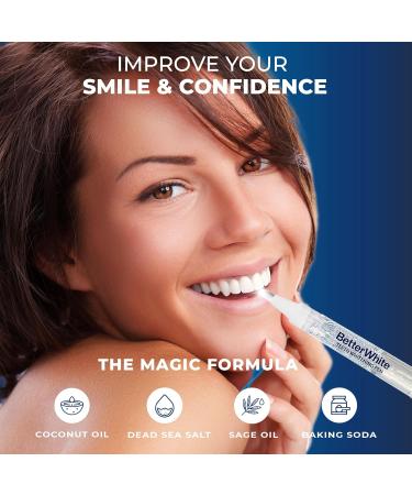 BetterWhite Teeth Whitening Pen (3 Pens) - Non-Sensitive Formula for 30+ Uses - Removes Years of Stains and Safe for Enamel - Dentist Formulated, Natural and Non-Toxic - Easy to Use and Travel-Friendly - Buy Online on GoSupps.com