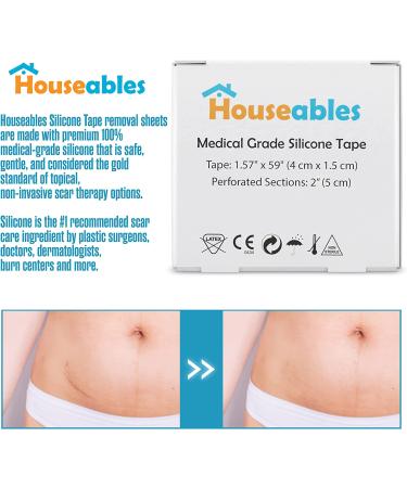 Houseables Silicone Scar Sheets Gel Tape 1.57 x 60 - Tan, Flexible Medical Grade for Surgery, Keloids, Burns - Sensitive Skin, Wound Protection - Healing Gel Patch - Buy Online on GoSupps.com
