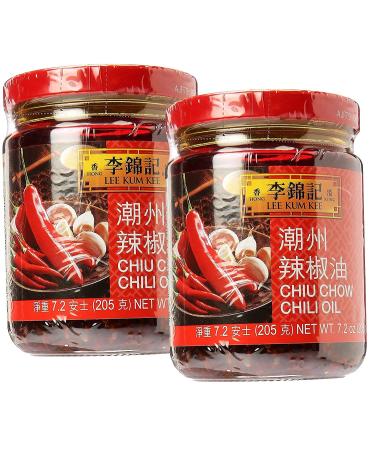 Lee Kum Kee Chiu Chow Chili Oil net wt. 205g (7.2oz) Pack of 2 7.2 Ounce (Pack of 2)