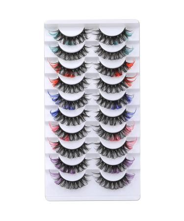 ALPHONSE Colored Russian Strip False Lashes - D Curl Fluffy Volume Curly Faux Mink 10 Pairs - Buy Online on GoSupps.com