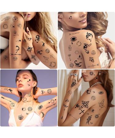 Metuu Temporary Tattoos 60 Sheets Black Tiny Tattoos Stickers for Man or Woman Waterproof Non-toxic Removable Fake Tattoos for Body Hand Shoulder Face Leg Feet Neck and Finger Light Black - Buy Online on GoSupps.com