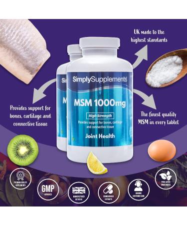MSM 1000mg Tablets - Super High Strength Formula | 360 Tablets - 6 Month Supply | Vegetarian-Friendly - Buy Online on GoSupps.com