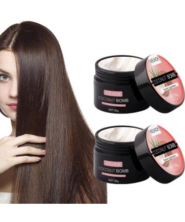 Masque Capillaire Coconut Hair Mask Masque Cheveux Naturel Repair Hairmask Masque Cheveux Nutritif Silky Deep Conditioner Silk Smooth Deep Conditioner R parer Les Cheveux Secs (2pcs)
