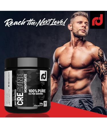 R&D Body Micronized Creatine Monohydrate - 100% Pure High Potency Formula for Enhanced Strength Power and Endurance 5g per Serving 250g 1.1 Pound (Pack of 1) - Buy Online on GoSupps.com