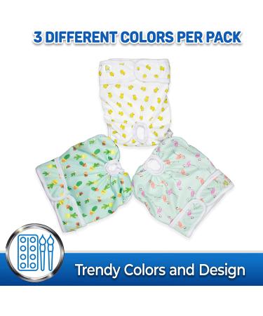 Pet Magasin Washable Dog Diapers (Pack of 3) | Highly Absorbent & Durable | Medium Size 14-20 Waist | Velcro Closure - Buy Online on GoSupps.com