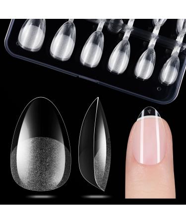 Gelike ec Short Almond Nail Tips: XS Soft Gel Tips Almond Shaped Full Cover Gel X Nails Pre Etched for Extensions - PMMA Resin Clear Strong False Press on Nails 120PCS 12 Sizes, EXTRA SHORT ALMOND G6-EXTRA SHORT ALMOND 120PCS