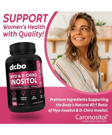 Myo-Inositol & D-Chiro Inositol Supplement Capsules - 40:1 Ratio Inositol Supplement for Women 2050mg with Vitamin B8 Pills - Natural Supplements for Female Women Support & Womens Health 120 Capsules - Buy Online on GoSupps.com