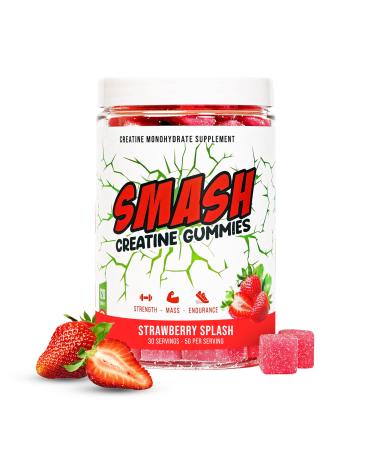 Creatine Monohydrate Gummies 5g Dose for Men & Women Made in USA Vegan & Gluten Free to Support Muscle Strength Recovery Cognitive Health & Memory Strawberry 120 Gummies Strawberry Splash 120ct