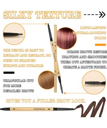 3PCS Eyebrow Pencil Waterproof Eyebrow Pen Smudge Proof Long Lasting Dual-Sided Brow Pen Pencil with Brow Brush - Dark Curry - Buy Online on GoSupps.com