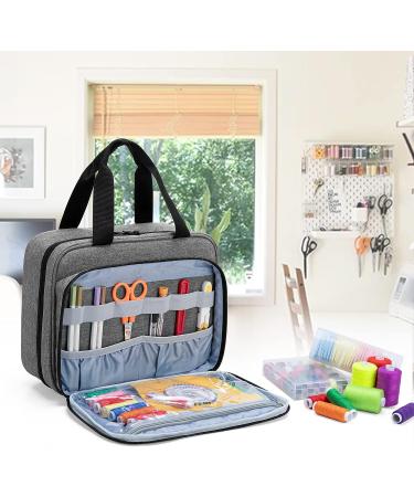 LUXJA Large Sewing Organizer with 3 Inner Sections - Gray | Versatile Pockets for Sewing Supplies | Foldable Design for Easy Storage - Buy Online on GoSupps.com