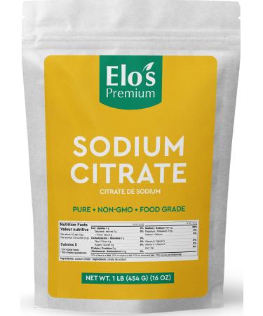 Sodium Citrate (1lb) by Elo s Premium |100% All-Natural Food Grade Emulsifier and Preservative| Packaged In Canada| Used As Emulsifier Flavor Additive and Preservative| Non-GMO Kosher and Halal Friendly Gluten Free| Make Cheese Sauces Club Soda Gravy and 
