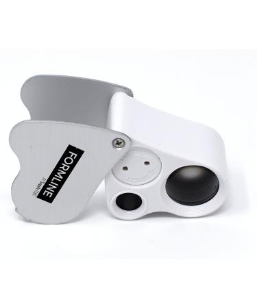 Formline LED Illuminated Jewelers Loupe Trichome Scope 60x + 30x Lens - Magnifier for Gardening, Jewelry, Antiques, Coins, Rocks, Stamps, Hobbies - White/Silver - Buy Online on GoSupps.com