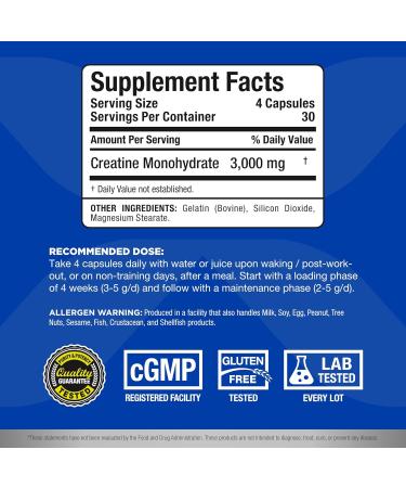 ALLMAX Nutrition Creatine Monohydrate - Micronized Strength & Muscle Recovery Powder Gluten-Free 120 Capsules Fast Absorbing - Buy Internationally - Buy Online on GoSupps.com