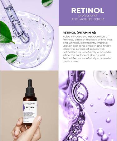 Perfect Look London Retinol Serum with Hyaluronic Acid | Anti-Aging & Wrinkle Treatment | Vitamin A & Retinoid Formula | 30ml - Buy Online on GoSupps.com