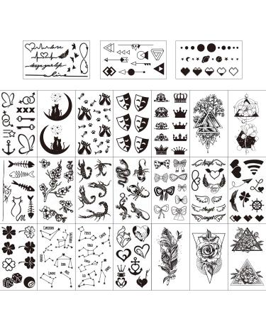 Konsait Temporary Tattoos (60 Sheets) for Adults & Kids - Waterproof Fake Black Tribal Body Art Stickers with Totem, Flower, Butterfly, Shark, Feather Designs - Buy Online on GoSupps.com