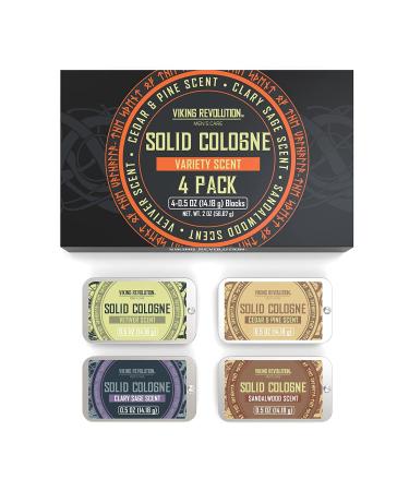 Viking Revolution 4 Pack Men's Solid Colognes 0.5 Oz - Cedar Wood, Clary Sage, Vetiver, Sandalwood - Men's Balm Cologne Set - Buy Online on GoSupps.com