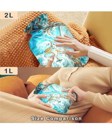 NAANLE Blue Ocean Marble Hot Water Bottle with Cover | 2L Heat Bottle for Pain Relief & Warmth - Perfect for Back Hand Foot & Neck Therapy - Buy Online on GoSupps.com