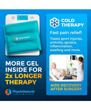 PhysioNatural Knee Ice Pack - Reusable Gel Wrap for Pain Relief & Swelling After Knee Surgery and Injuries - Cold Compress Therapy for Arthritis, Meniscus Tear, ACL - Buy Online on GoSupps.com
