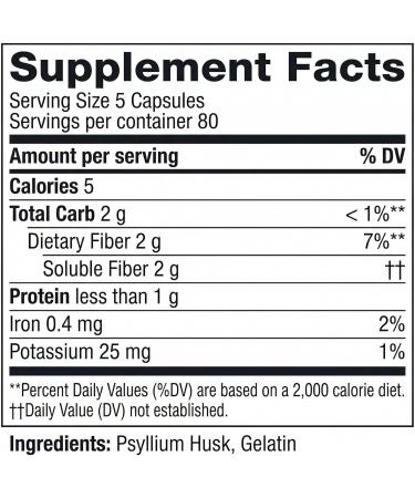 Psyllium Husk Fiber Capsules 400 Count High Fiber Supplement Soluble Daily Capsules for Adults - Buy Online on GoSupps.com