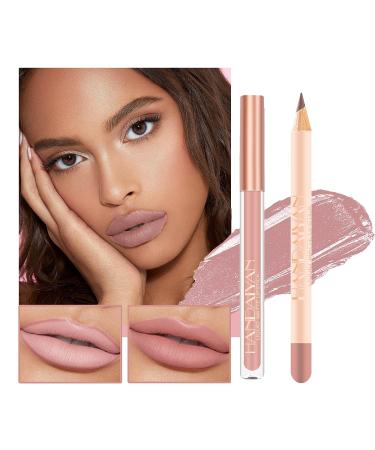 Easilydays Nude Lip Liner Pencil and Lip Stick Set - Matte Velvety Creamy Lip Crayon with High Pigment Waterproof Formula, No Smudge Lipstick for Women - Smooth Matte Lip Makeup (01) - Buy Online on GoSupps.com