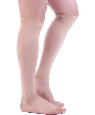 Doc Miller Calf Compression Sleeve - 15-20mmHg Shin Splint Recovery for Men and Women - Varicose Veins Relief - 1 Pair (X-Large, Skin/Nude) - Buy Online on GoSupps.com