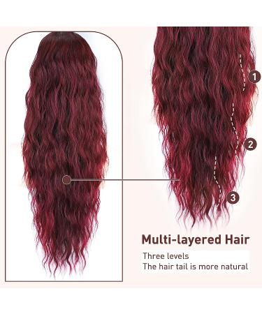 PORSMEER 28 Wine Red Beach Wave Ponytail Extension for Women - Buy Online on GoSupps.com