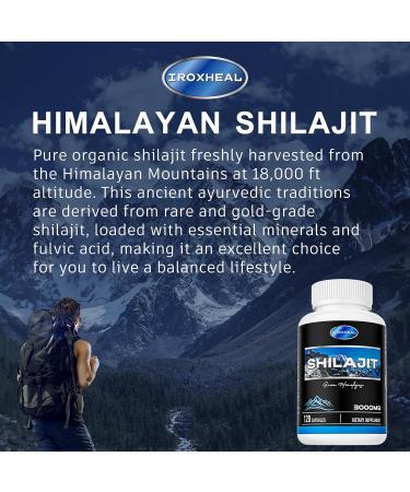 Shilajit Capsules 3000mg - Natural Humic & Fulvic Acid Supplement - 120 Capsules - Buy Online on GoSupps.com
