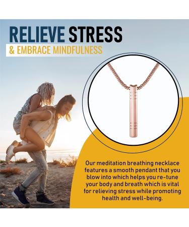 Vivlly Stress Relief Mindful Breathing Necklace - Anti Anxiety Pendant for Relaxation & Meditation | Soft Tone Frequency - Rose Gold Spinning Ring - Buy Online on GoSupps.com