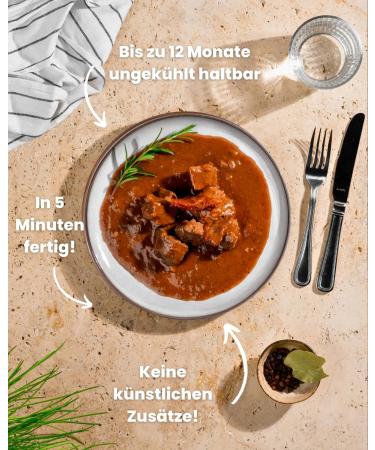  La Table Manufaktur LA TABLE MANUFAKTUR Beef Goulash 480 ml | Regional Beef | Fresh Ingredients | Restaurant & Deli Quality for Home | Prepared by Top Chefs | Shelf Life 12 Months Unrefrigerated - Buy Online on GoSupps.com