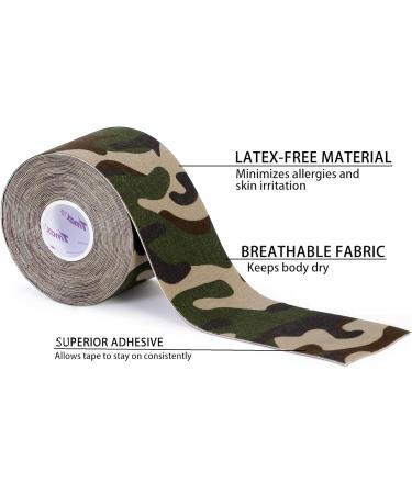 Tmax Waterproof Kinesiology Tape - Athletic Sports Tape for Injury Relief Muscle Support & Physiotherapy | 5m Green Camo - Buy Online on GoSupps.com