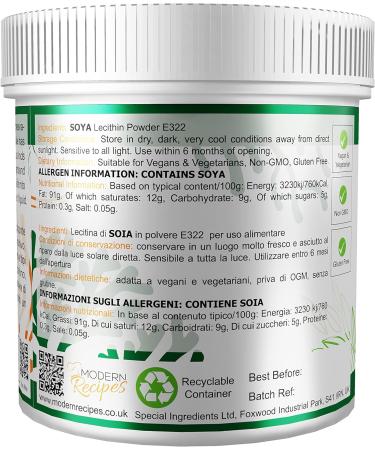 Lecithin Powder 500g - Premium Quality, Vegan, Non-GMO, Gluten Free - Soya Lecithin Powder in Recyclable Container - Buy Online on GoSupps.com