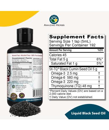 Amazing Herbs Egyptian Black Seed Oil - Gluten Free, Non GMO, Cold Pressed Nigella Sativa Aids in Digestive Health, Immune Support, Brain Function, Mild Flavor - 32 Fl Oz - Buy Online on GoSupps.com