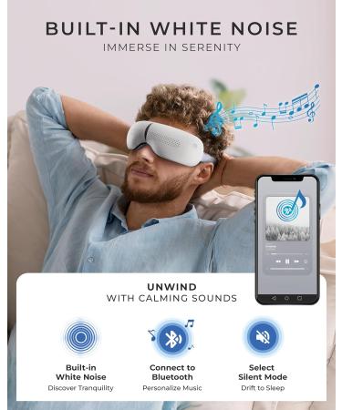 Eye Massager with Heat & Bluetooth Music | Foldable 180 Heated Eye Mask for Migraines | Includes Free Cooling Gel Mask | Perfect Gift for Mom Dad & Friends - Buy Online on GoSupps.com