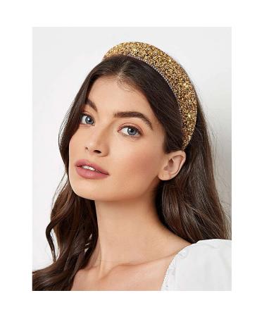 Wecoe Gold Headband Diamond Headband Glitter Headband For Women Rhinestone Padded Headband Bling Sparkle Headbands Fashion Headbands Hair Accessories For Women Girls Gifts
