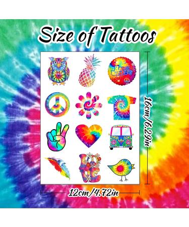 Tie Dye Temporary Tattoos Stickers - 192PCS, 16 Sheet Body Art Fake Tattoos for Kids, Tie Dye Party Favor & Decorations - Carnival Rewards - Buy Online on GoSupps.com