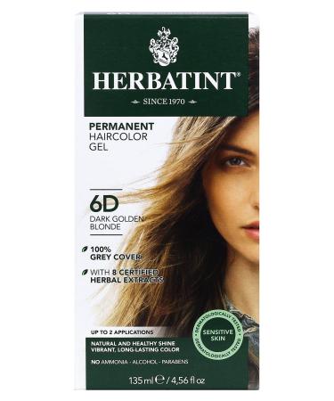 Herbatint Permanent Haircolor Gel  6D Dark Golden Blonde  Alcohol Free  Vegan  100% Grey Coverage - 4.56 oz 6D Dark Golden Blonde 4.56 Fl Oz (Pack of 1)