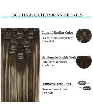 Doores Clip-In Extensions | Real Hair Balayage Chocolate Brown to Honey Blonde | 45cm 18 Inch 9 Pieces 150g Remy Hair Extensions - Buy Online on GoSupps.com