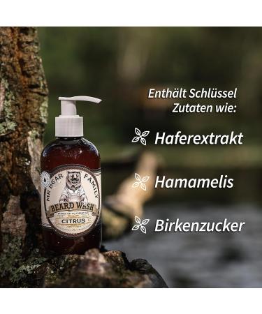 MR Bear Family Natural Beard Shampoo for Men 250ml - Citrus 2-in-1 Beard Soap & Conditioner - Moisture for a Fuller Healthier Beard - Buy Online Worldwide - Buy Online on GoSupps.com