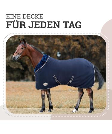 Esposita Champion Edition Sweat Ceiling with Fur Collar - Navy/Silver 135cm | Premium Fleece Show Blanket with Ornamental Piping - International Shipping - Buy Online on GoSupps.com