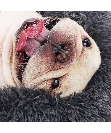 Calming Anti-Anxiety Dog Bed for Small to Large Dogs | Machine Washable Cozy Pet Round Bed | Fits 10-100 lbs | Dark Grey - Buy Online on GoSupps.com