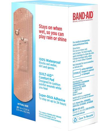 Band-Aid Waterproof Tough Adhesive Bandages - 20 Count, All One Size - Buy Online on GoSupps.com