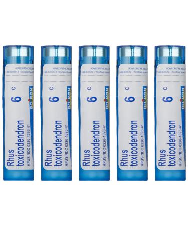 Boiron Rhus Toxicodendron 6C 5-Pack of 80 Pellet Tubes Homeopathic Medicine for Joint Pain